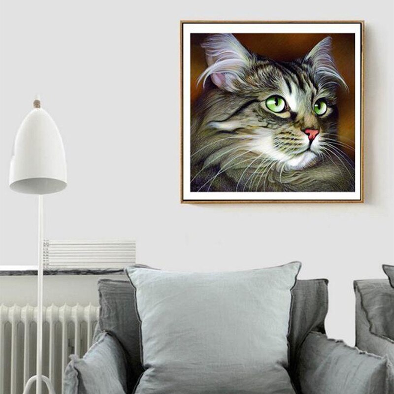 Pintura de diamantes gato bordado diamante cuadro cuadrado completo de diamantes de imitación punto de cruz mosaico animales