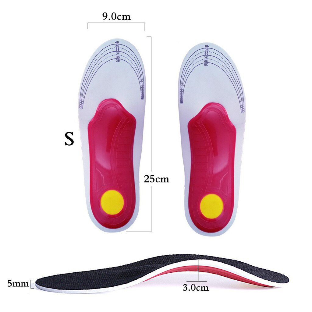 1Pair Orthopedic Insoles Arch Support Flat Feet Insert Foot Care Fasciitis Relief Insoles for Feet for Plantar Fasciitis Unisex: Red-25cm EU35-40