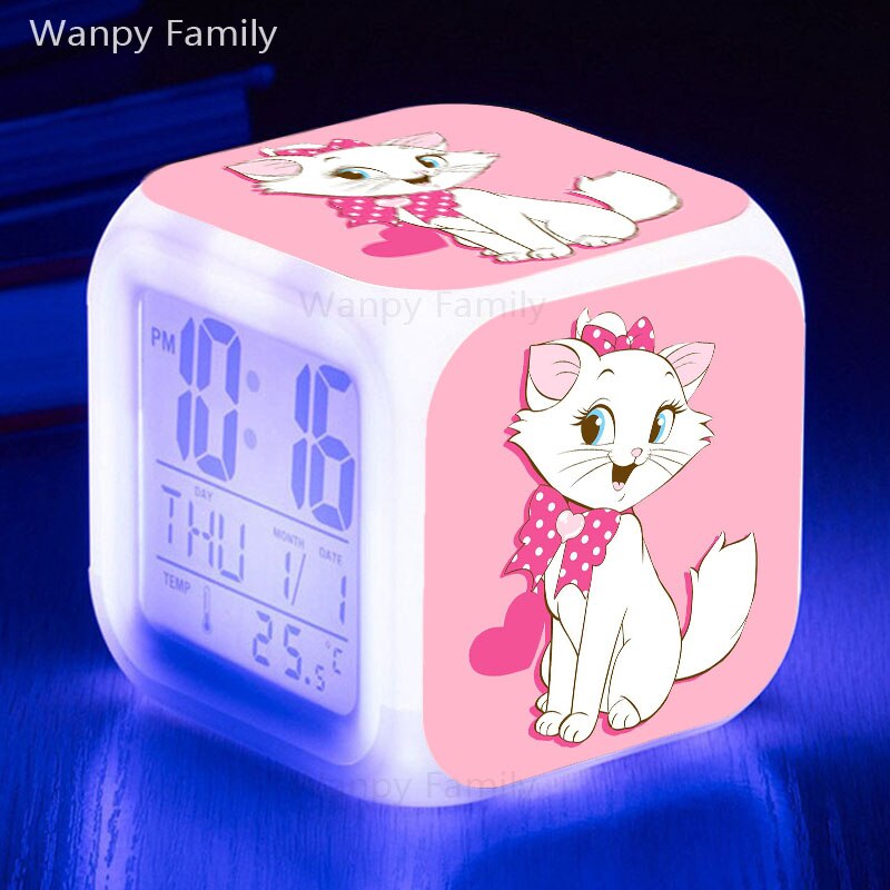 Sehr Ziemlich Marie katze Wecker LED Großen Bildschirm Display Zeit Datum Für Kinder Geburtstag Multifunktio digitale alarm uhren: Gelb