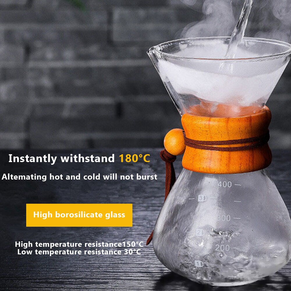 600ml Resistant Glass Coffee Maker Pour-over Coffee Pot Espresso Italian Coffe Machine Moka Pot Used With Stainless Steel Filter