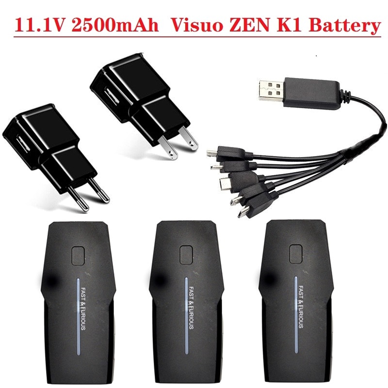 Originele K1 Batterij Lader Sets 11.1 V 2500 Mah Voor Visuo Zen K1 Batterij Gps Rc Drone Batterij 11.1 V 2500 Mah Lipo Batterij