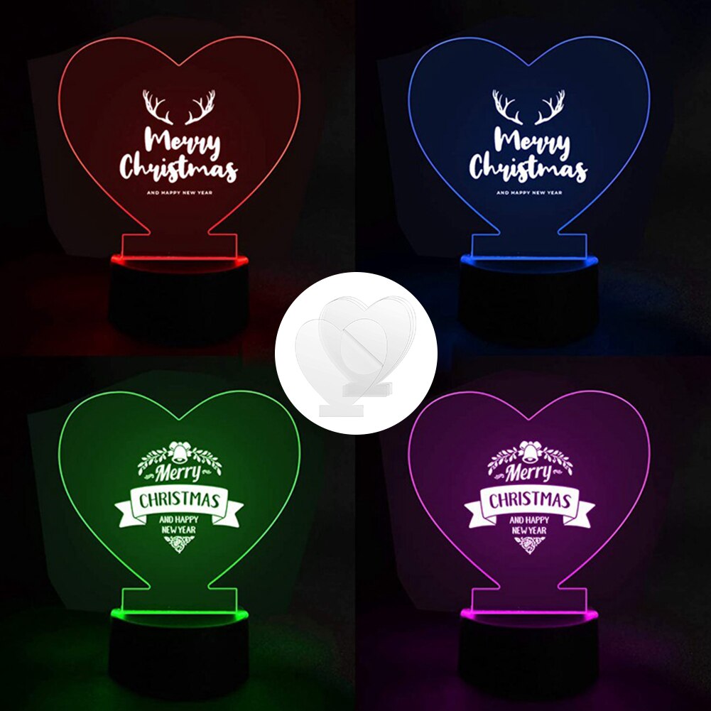 4pcs/pack Led Light Sheet Acrylic Plate Sign Romantic Home Party Easy Use Thickened Transparent Craftsmanship DIY Display Board