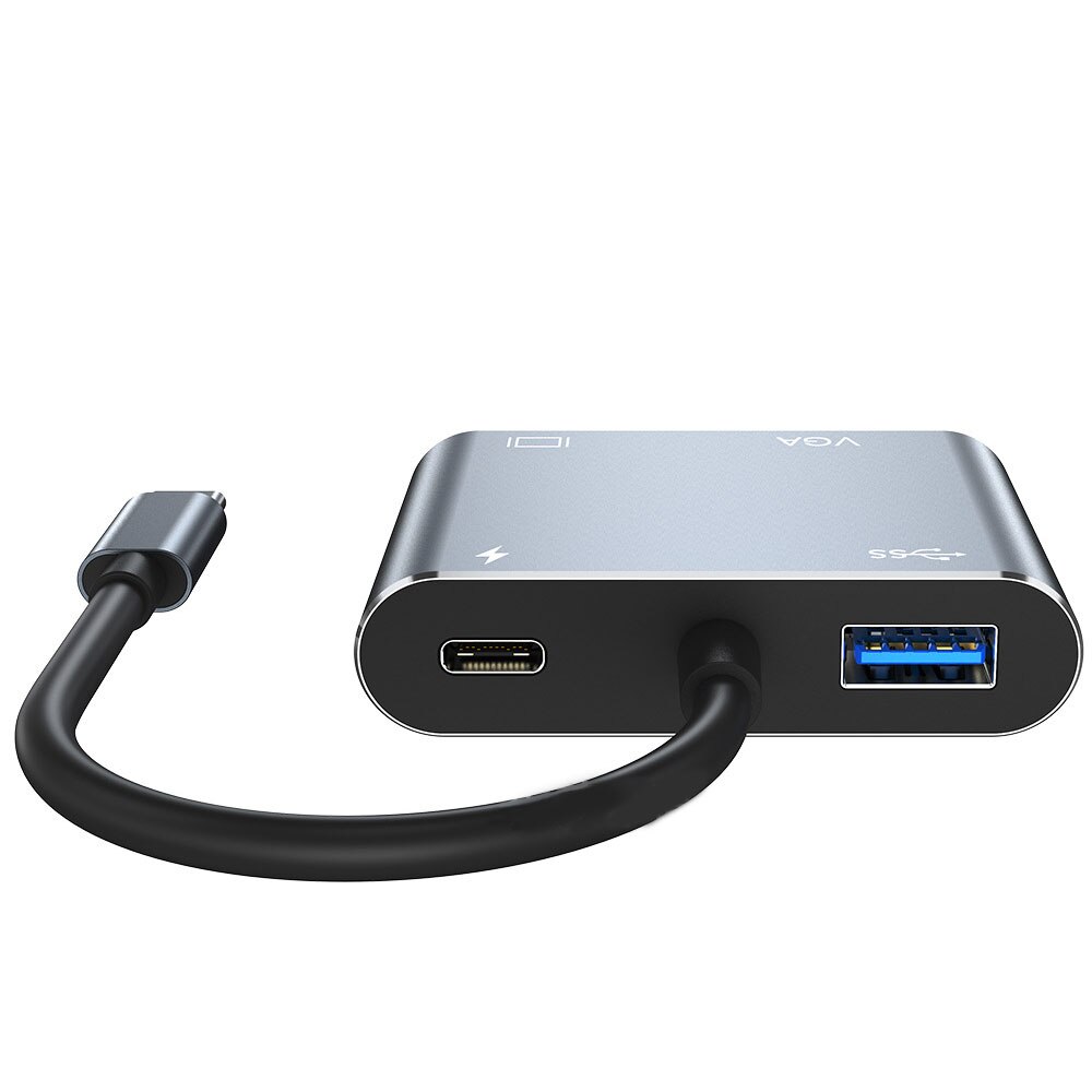 Conversor de vídeo externo fêmea 1080p hdcp para macbook nintendo conversor de vídeo tipo c para vga pd adaptador hub 4 em 1 multi porto