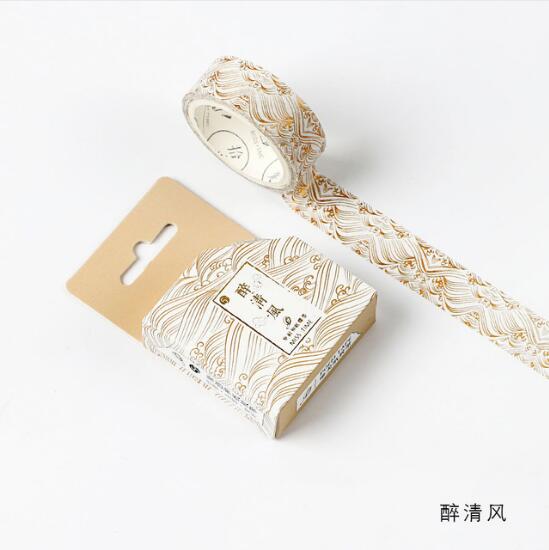 Chinese Retro Divine Gold Foil Pattern Crane Gilding Washi Tape DIY Scrapbooking Sticker Label Masking Tape School Office Supply: 11