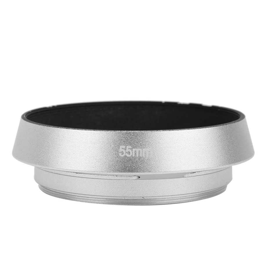 55Mm Zonnekap Universal Aluminium Draagbare Hollow Camera Bevel Zonnekap Shade Zilver Dslr Len Kap Voor Camera lens