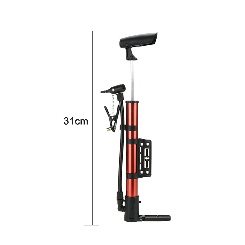 Portable Bicycle Pump Aluminum Mini Bike Floor Pump American/Dunlop Valve Universal Bicycle Tire Inflator Cycling Accessories: Red