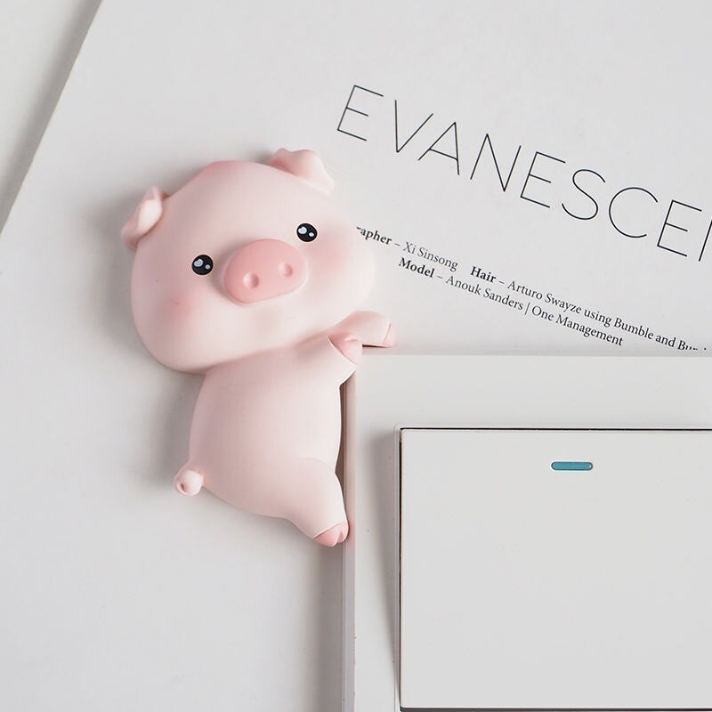 Resin Switch Stickers Pig Decorative Wall Stickers 3d Stereo Household Light Bedroom Switch Protective Cover: Humming Pig