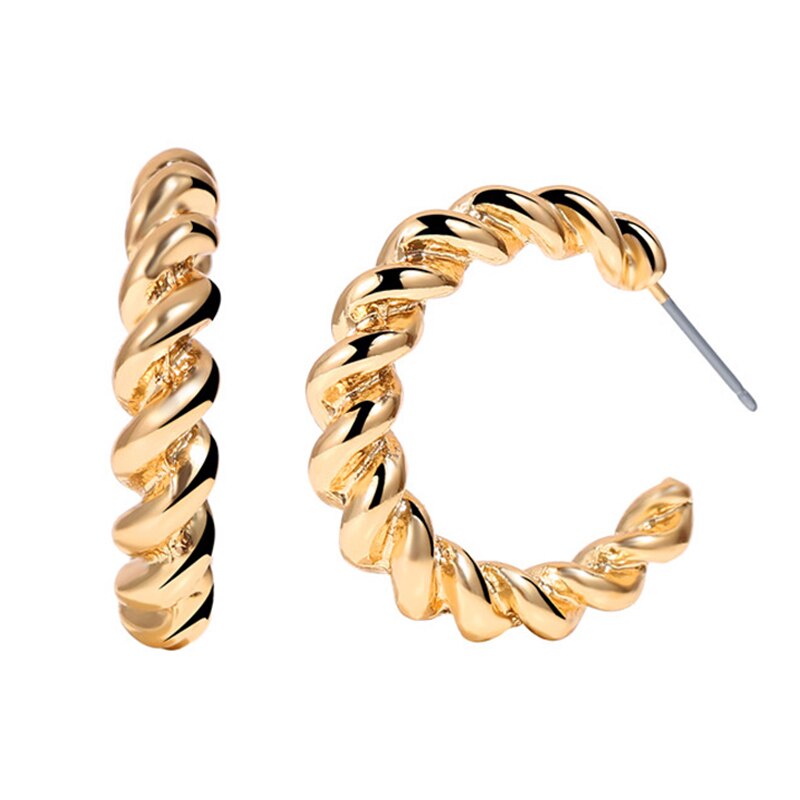 17KM Minimalistischen Gold Metall Geometrische Kreis C bilden Band Ohrringe Für Frauen modisch Hochzeit Runde Ohrringe Schmuck