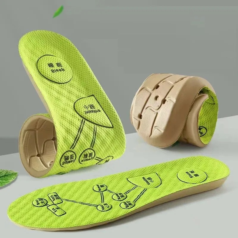 Foot Acupressure Insole Men Women Soft Breathable Sports Cushion Inserts Sweat-absorbing Deodorant Insole Shoe Pads: Beige / 1.5