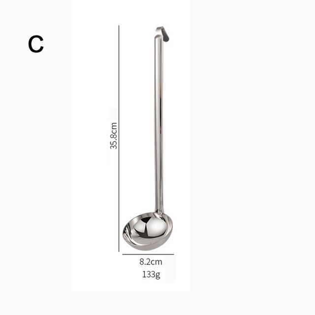 Stainless Steel Long Handle Soup Spoon With Hanging Hook Home Cooking Pot Spoon Metering Spoon Ounce Spoon: 3