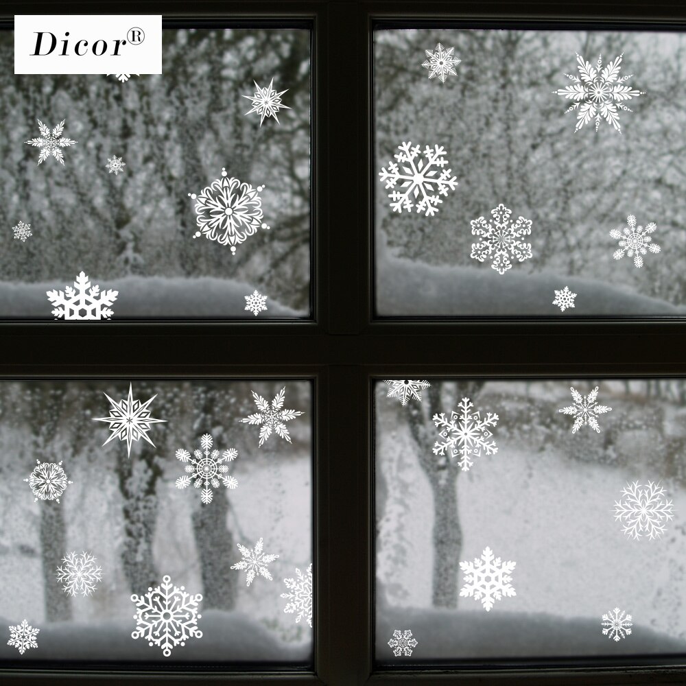 Dicor 100 st/lot snöflinga vattentät klistermärke fönster barnrum jul väggdekor hemdekaler dekoration år tapeter