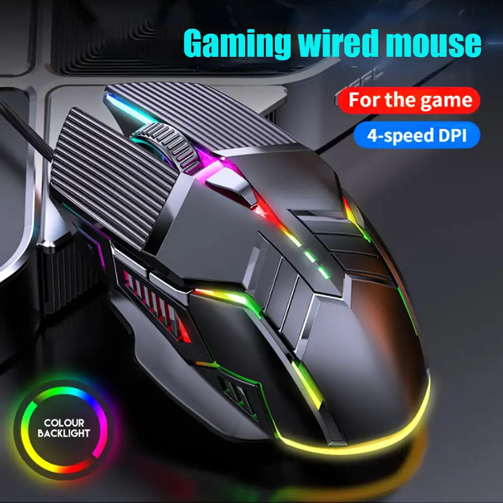 Ergonomisk kablet spillmus usb datamus søle rgb mause gamermus 6- knapps ledet stille mus til pc bærbar pc