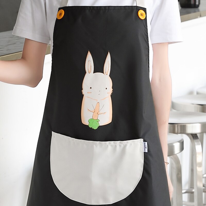 PE Waterdichte Schort Voor Vrouwen/Mannen Keukenschort Voor Bakken Overgooier Met Zakken Chef Schort Cafe Thuis Servies konijn Bib