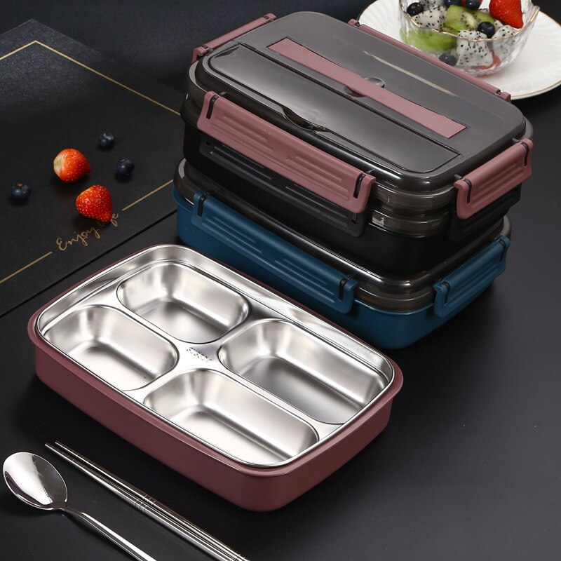 Lunch Bento Box Voor Werk Draagbare Lekvrij Servies Rvs Mannen Lunchbox Outdoor Picknick Voedsel Opslag Snack Containers