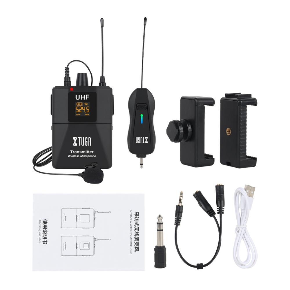 XTUGA Wireless Lavalier Microphone Camera Mic with Mini Rechargeable Receiver for Phones SLR Cameras Interview Live Recording: CM1