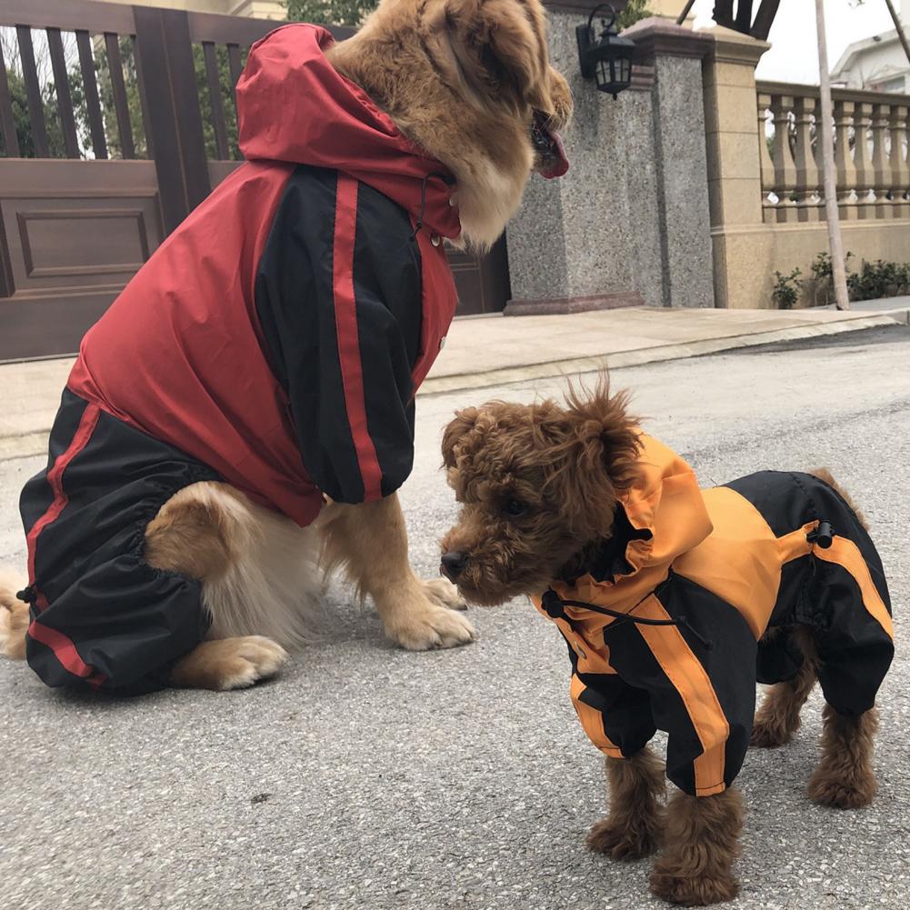 Pet Raincoat Hooded Breathable Waterproof Dog Four-legged Raincoat for Outdoor Dog Raincoat Jumpsuit Reflective Rain Coat