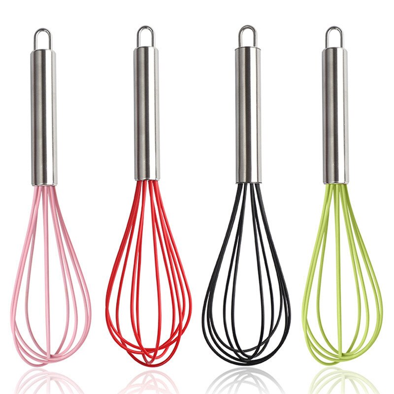 Silicone Whisk Stainless Steel Handle Egg Beater Kitchen Utensils for Blending Whisking Beating and Stirring Kitchen Egg Tools
