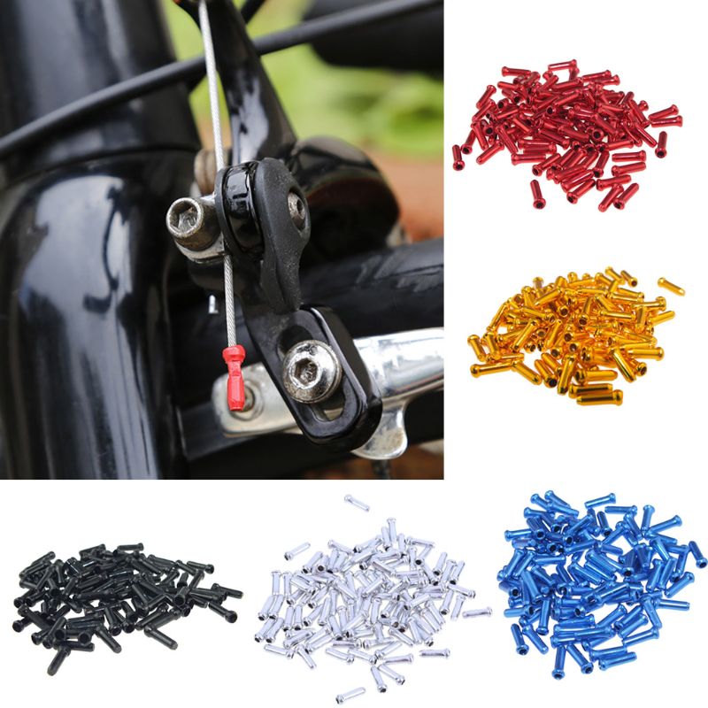100pcs Aluminum Bicycle Brake Wire End Cap MTB Road Bike Brake Cable Cap End Tips Crimp Cycling Accessories