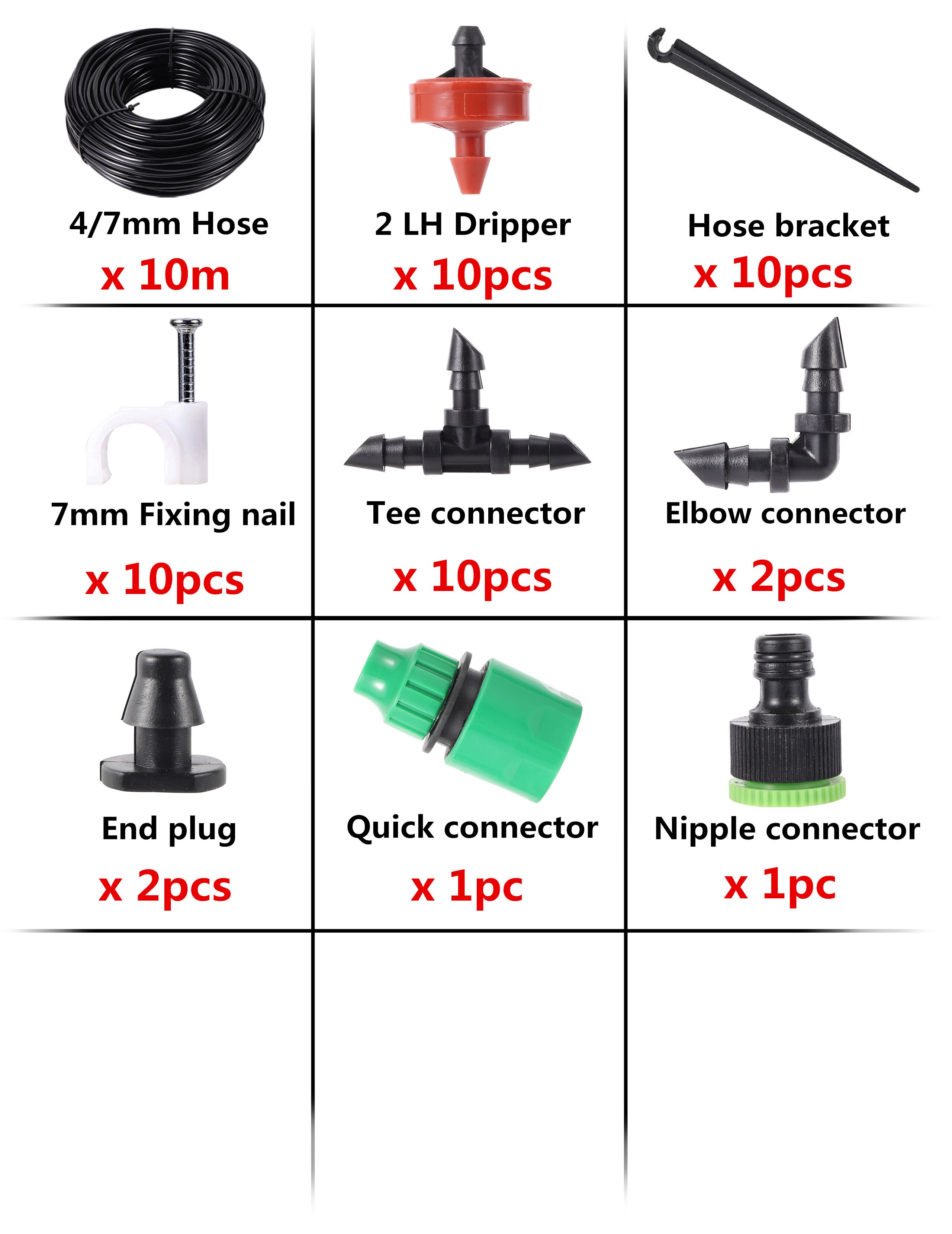 1 Set 10/15/20/25/30/40m Drip Irrigation Spot Watering Kit 2L Drip Emitter Garden Agriculture Irrigation Compensation Regulator: 10m kit