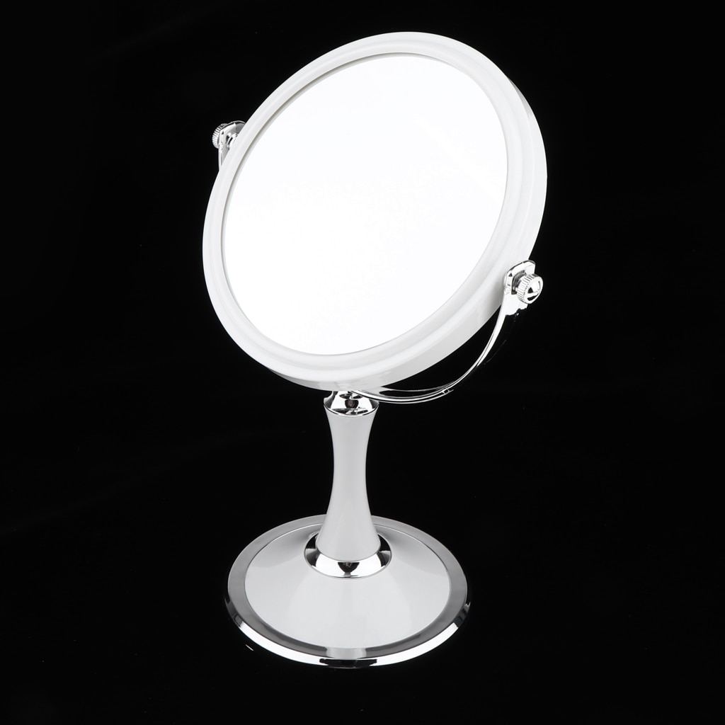 Bathroom Vanity Double Sided Freestanding Pedestal Makeup Shaving Mirror with Regular View and 3X Magnification