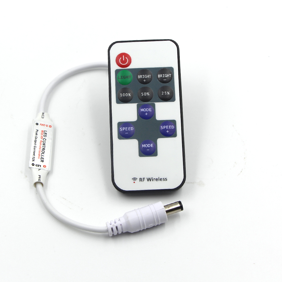 Led Dimmer DC5-24V 12A Mini Wireless Rf Controller 11Keys Rf Afstandbediening Voor 5050/3528 Enkele Kleur Led Strip Flexibele licht