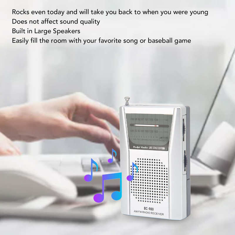 Radio Transistor AM FM portátil, altavoz de 5W, funciona con pilas, Radio de bolsillo para viajes, emergencia, hogar