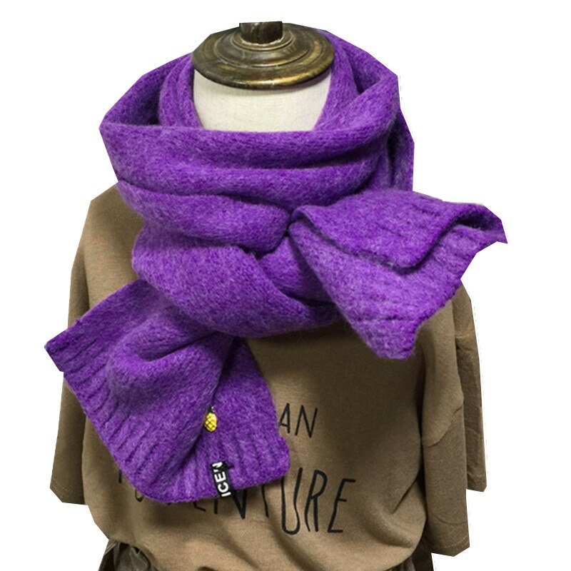 17 Colors Autumn Winter Children Immitation Cashmere Scarf Boys Girls Shawl Warm Thicken Kids Neckerchief Children Bufandas: purple