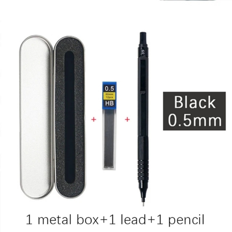 Metal Mechanical Pencils Set with Lead Refills Drafting Automatic Pencil 0.3, 0.5, 0.7, 2.0mm Pencil for Art Supply: Red