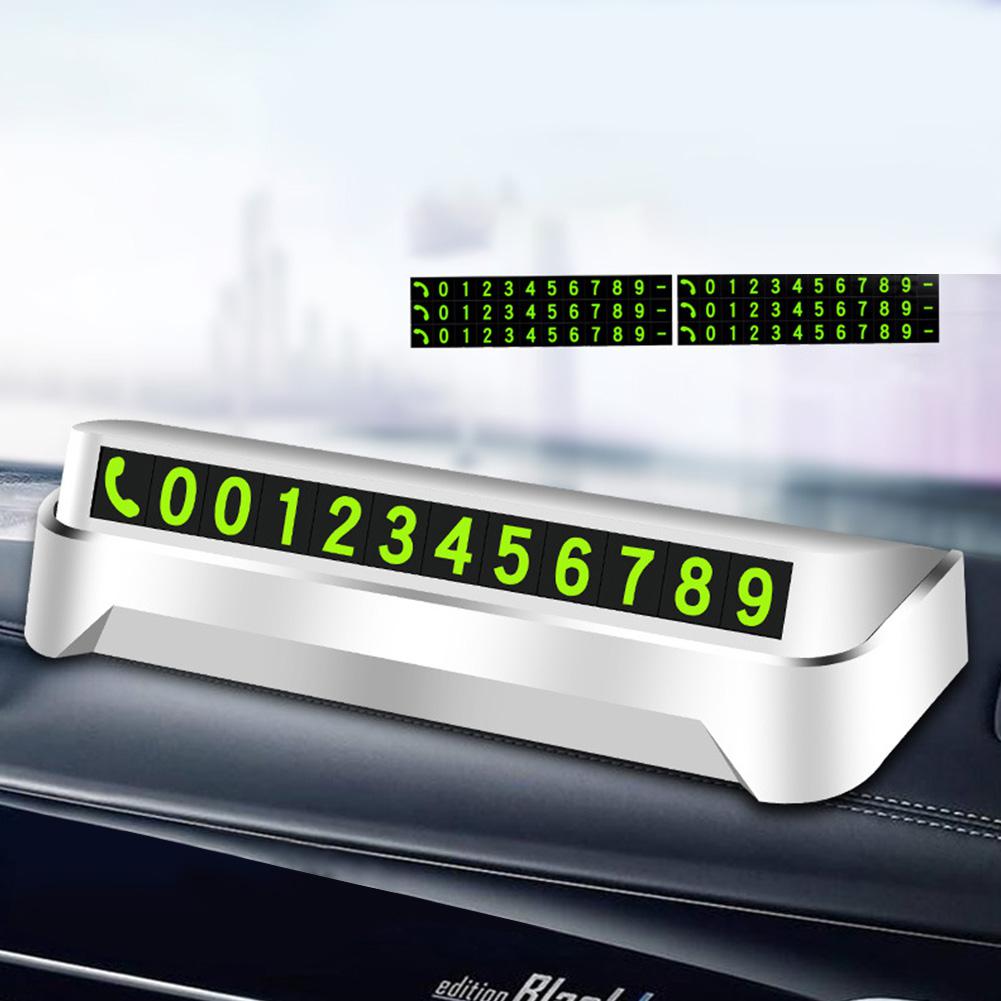 Car Temporary Parking Card Universal Auto Dashboard Luminous Phone Number Sign Automobile Phone Number Sign White/Black: White