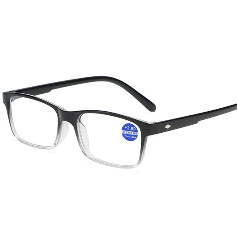 XeroX Anti-blau licht Lesebrille Frauen Männer Rechteck Brillen Anti-müdigkeit rezept Hyperopie Brille + 1,5: +250 / Schwarz
