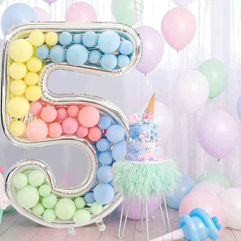 Globo con números de aluminio grande de 68 pulgadas, marco de relleno artesanal, decoración de 1er 18 cumpleaños, caja de relleno de globos, decoración de aniversario de boda