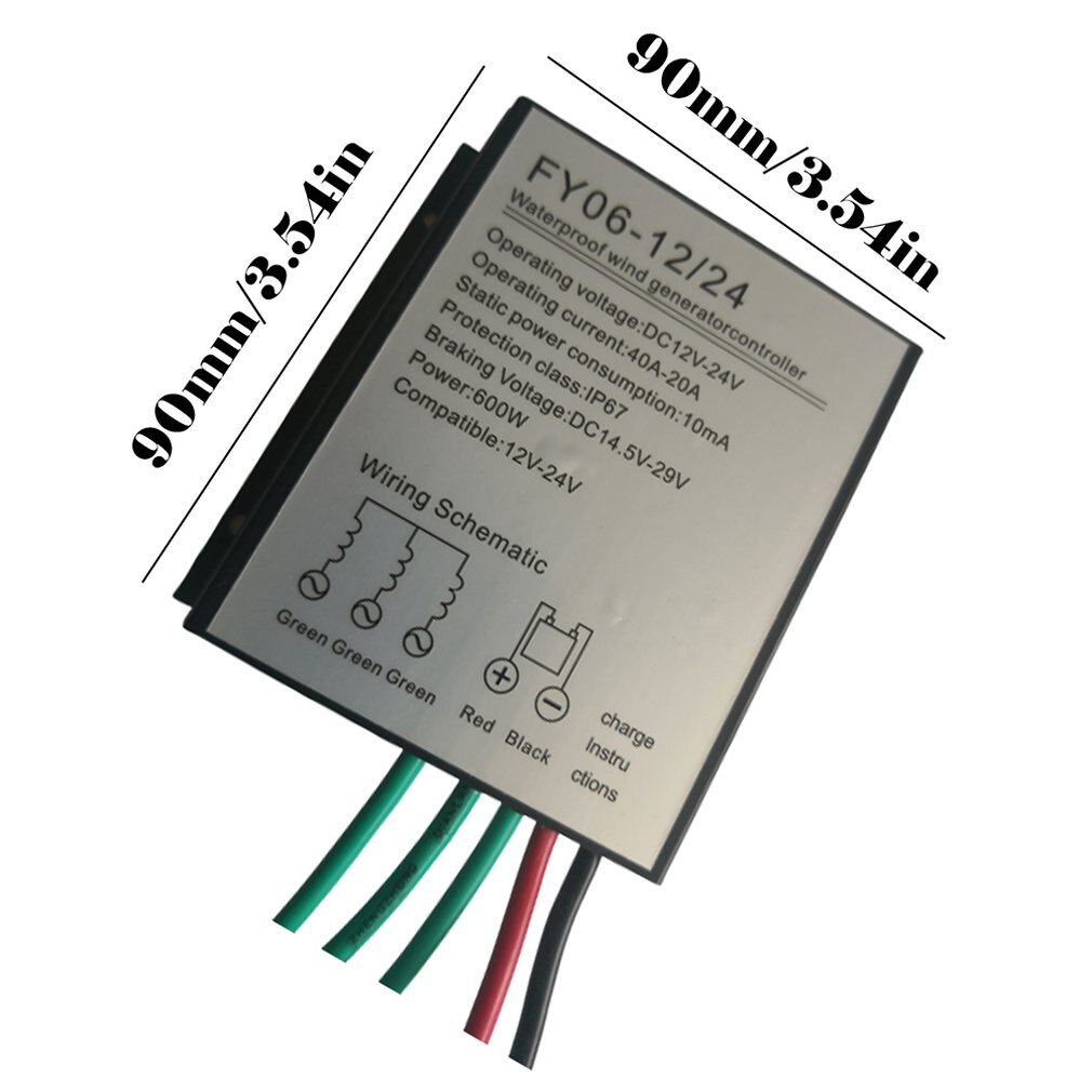 600W contrôleur d'éolienne 12V24V étanche Pwm redresseur frein charge redresseur pont argent