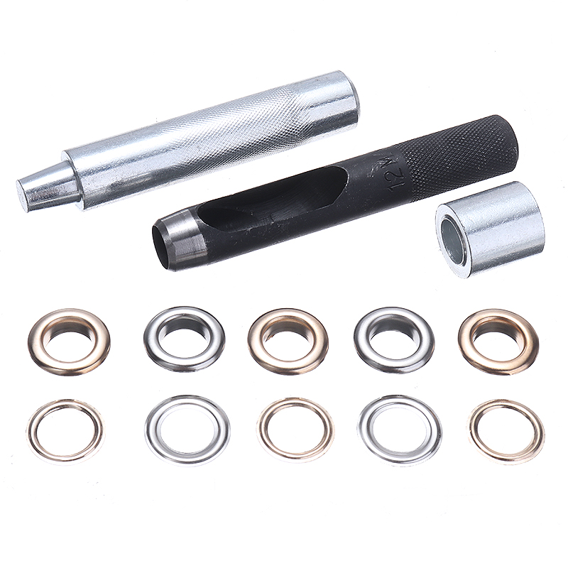 120 sets Silver Gold Eyelet Punch Die Tool Set Metal Button for Leathercraft Clothing Shoes Belt Bag Grommet