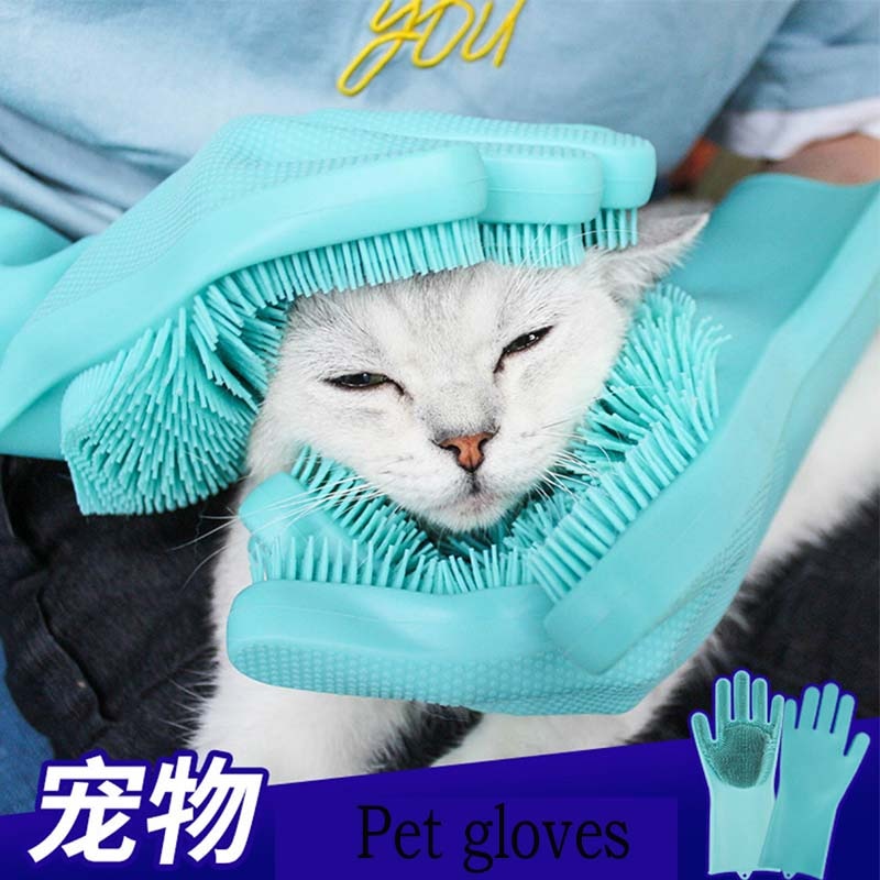 Pet Gato Cão de Estimação escova Luva de Silicone Macio Gato limpeza Suave Eficiente Gato Grooming Luva Luva de Banho Do Cão Suprimentos Para Animais de Estimação pentes
