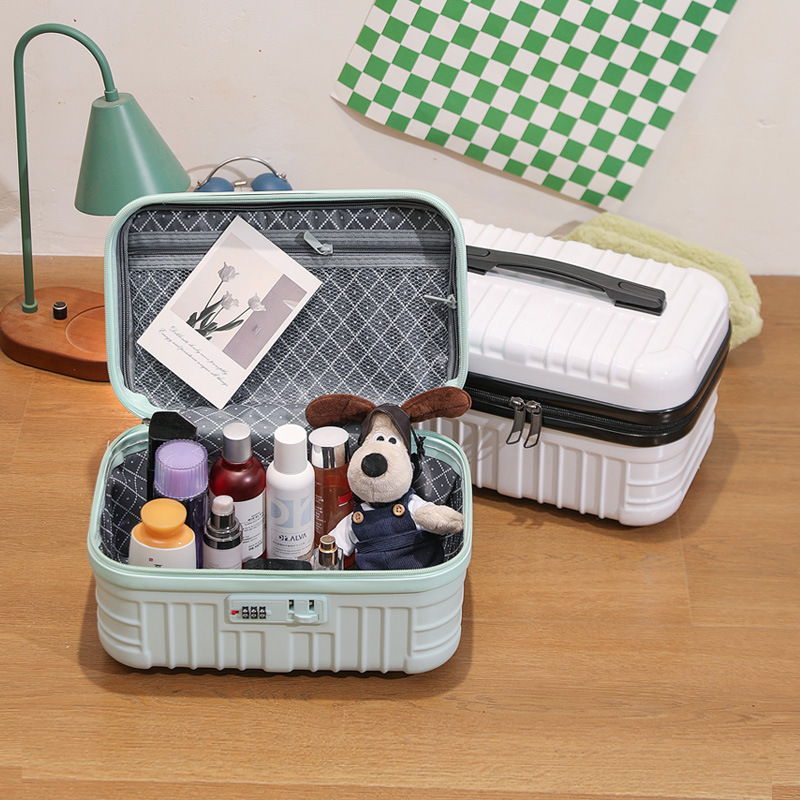 Maleta de viaje de 16 pulgadas, Mini estuche de maquillaje de mano, organizador de viaje, caja de cosméticos para mujer, estuche de maquillaje, caja con contraseña, estuche de embarque