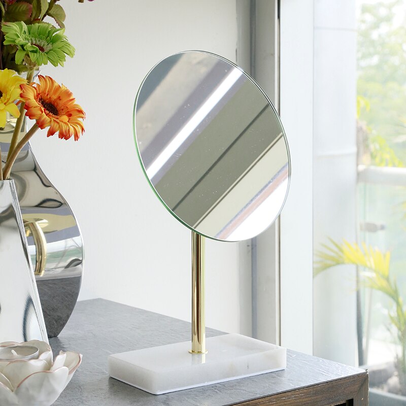 A1 Marble tabletop mirror double-sided vanity mirror wedding princess mirror Desktop beauty salon mirror rose gold PF101502