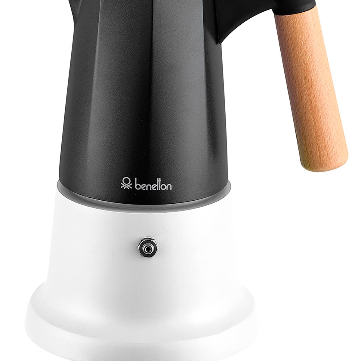 Cafetière italienne Benetton, en aluminium, moderne, originale, robuste, durable, fonctionnelle, 6 tasses, poignée, facile à utiliser et à nettoyer, machines à café italiennes