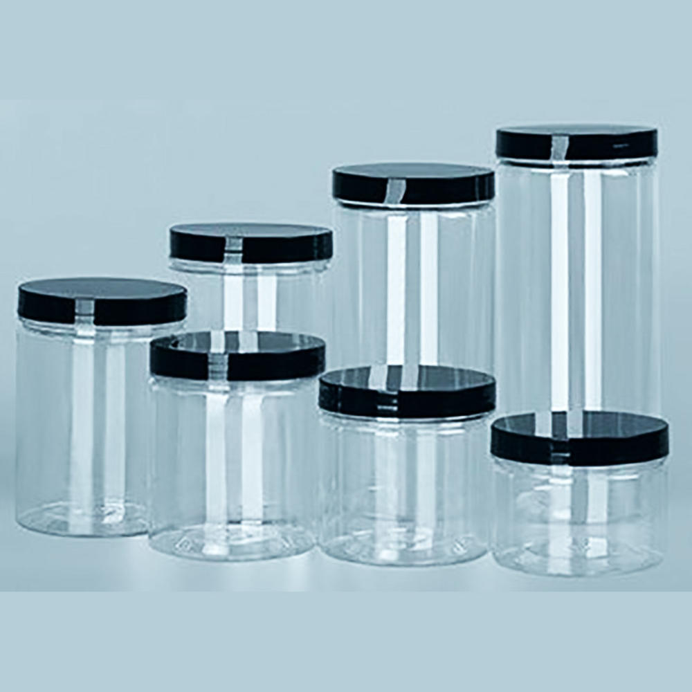 Botella de embalaje de plástico PET transparente, botellas de sellado vacías, cubo Circular, almacenamiento, tarro de galletas, contenedor de tanque de sellado de grado alimenticio, 1 unidad