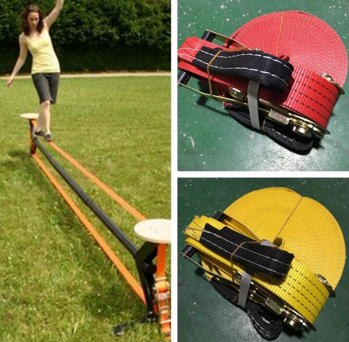 Complete Slackline Kit w/ Training Line - 10M Slack Line Longest Ever w/Tree Protectors Arm Trainer Ratchet Cover Ideal for Kids