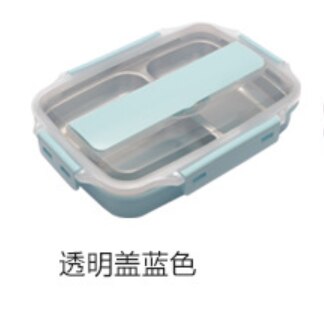 Bento Box 304 stainless steel insulated lunch box food container Capacity Office Lunchbox Kids Bento Box Heated Lunch box: Transparent blue