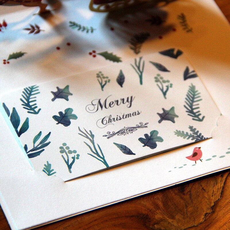 QuickDone 3D Three-dimensional Christmas Deer Santa Claus Greeting Card Handmade Pop Up Event&Party Cards NDK0404