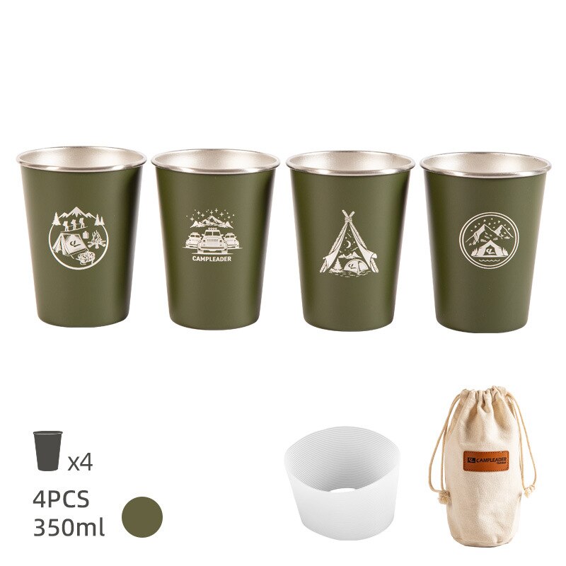 4 Stks/set 350Ml Rvs Metalen Bier Beker Wijn Kopjes Koffie Tumbler Thee Melk Mokken Water Pint Cups Voor outdoor Camping Bbq: C1