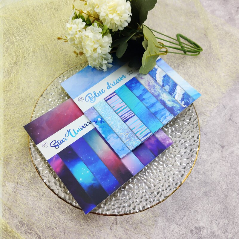 6"X6" 24 Sheets Blue Dream Scrapbooking Pads Paper Origami Art Background Paper Card Making DIY Scrapbook Paper Craft: 2pcs