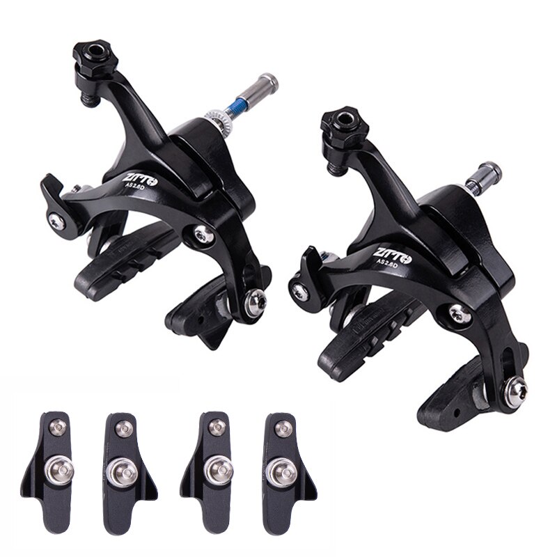 ZTTO Road Bike Brake Dual Pivot Caliper Folding Bicycle Side Pull Rim Brake Center Mount Front Rear vs 105 R7000: 2.6D FR pads Black