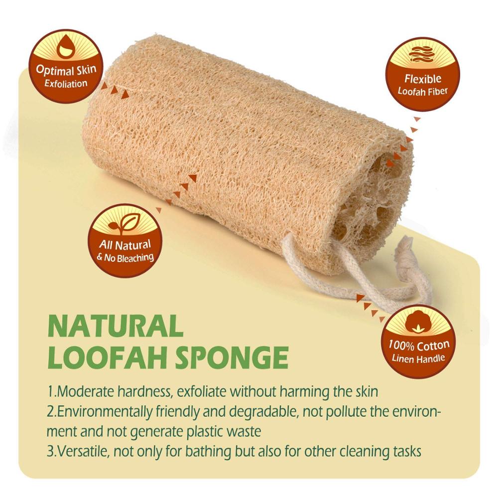 100% Natuurlijke Loofah Organische Douche Loofah Spa Exfoliërende Bad Body Scrubber Voor Verwijderen Dode Huid, Geen Bleken Milieuvriendelijk