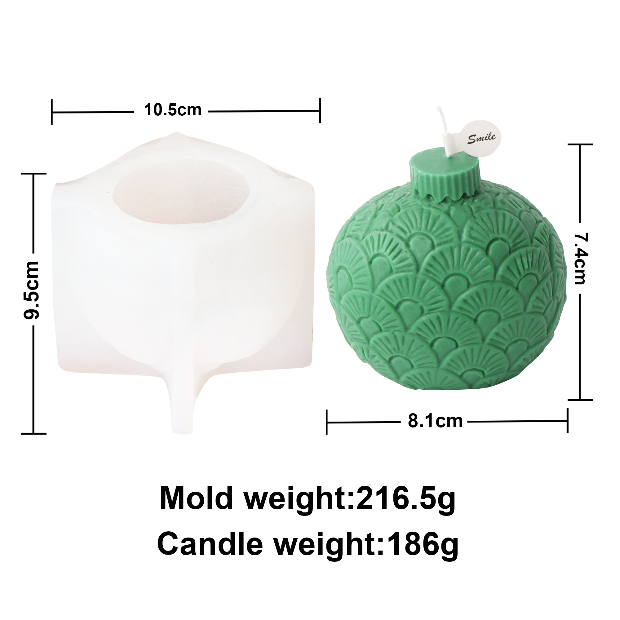 Stampo in silicone per campana di Natale fai-da-te design con sfera di lanterna in rilievo 3D per candele profumate e decorazioni natalizie: Cioccolato