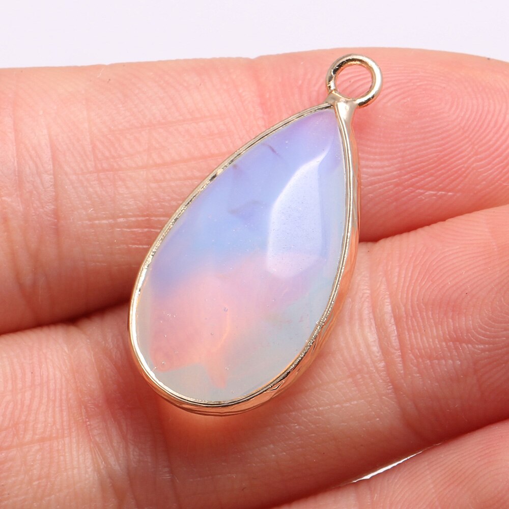 2Pcs Naturale di Pietra Del Pendente di Goccia Dell'acqua Lapis lazuli Pendente per Monili Che Fanno Fai Da Te Orecchino Collana Accessori 16x30mm: Opal stone