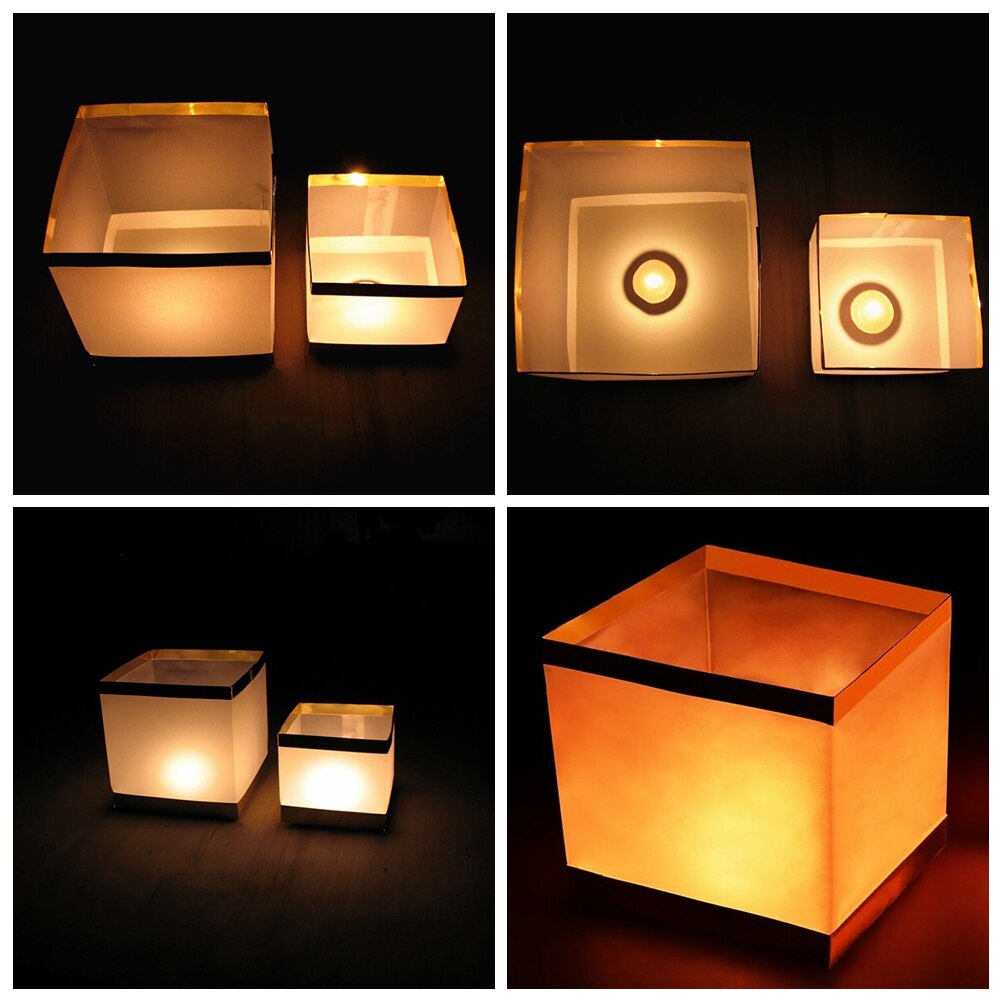 1PCS Square Water Floating Paper Lanterns Wishing Lanterns Come with Candles For Party Birthday Wedding Decoration
