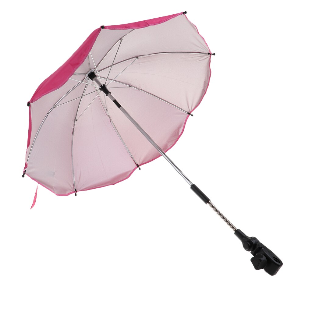 Foldable Summer Outdoor Beach Sunshade Umbrella Sun Protection Parasol Shelter All-weather with Universal Clamp Travel Anti-UV: Rose Red