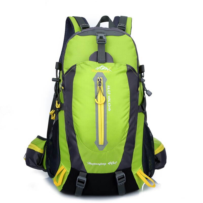Udendørs rygsæk 40l rejser klatring rygsække vandtæt rygsæk bjergbestigning taske nylon camping vandrerygsæk: Grøn